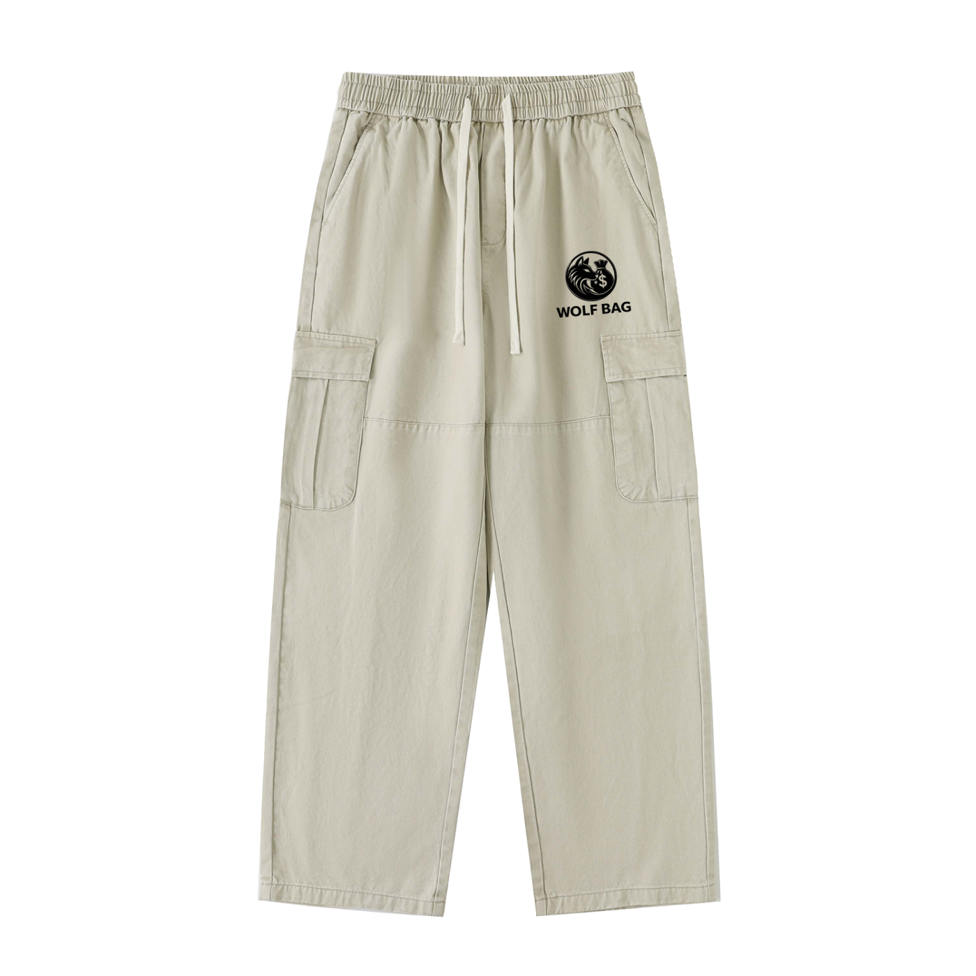 Drawstring Waist Straight-Leg Cargo Pants