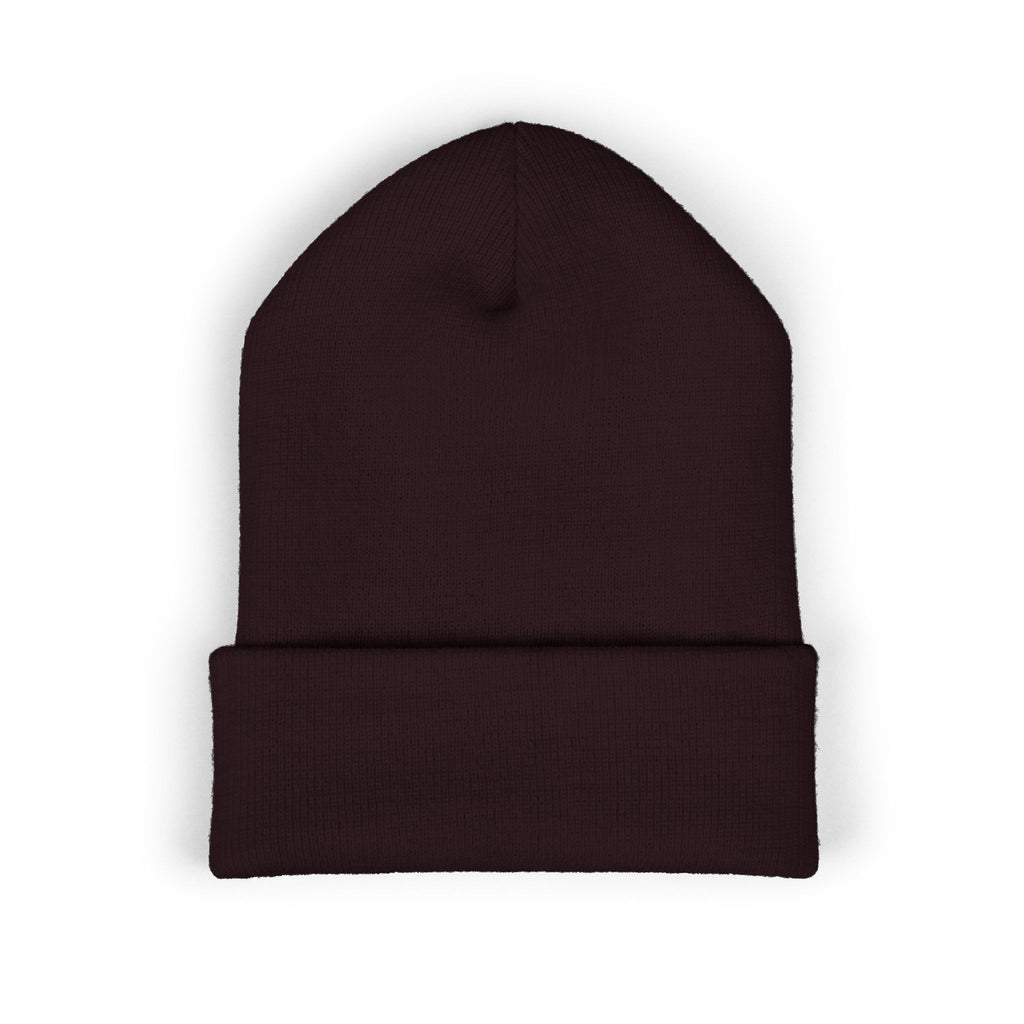 Gold Embroidered Smile Logo Beanie — Classic Cuffed Knit Hat