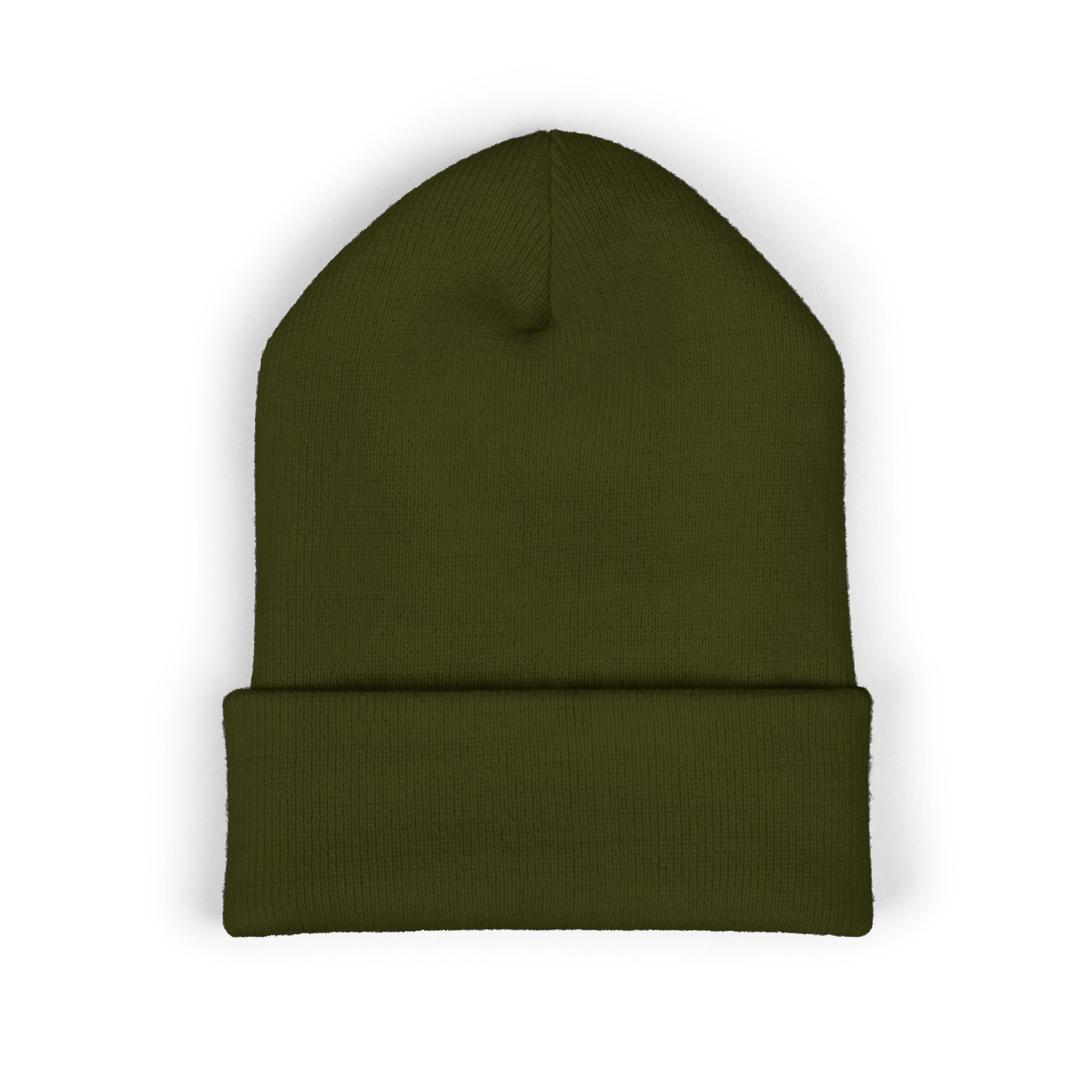 Gold Embroidered Smile Logo Beanie — Classic Cuffed Knit Hat