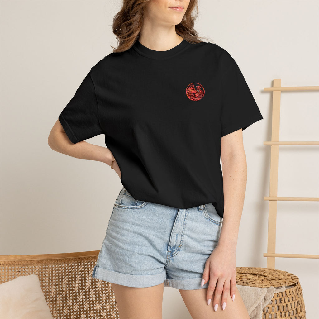 T-Shirt — Small Red Chest Print, Romantic Casual Tee