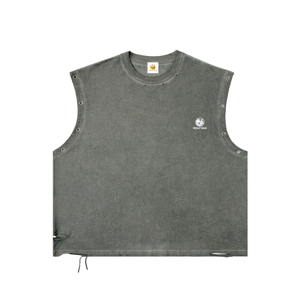 Distressed Grommet Eyelet Tank Top