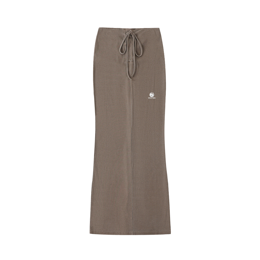 Dyed Washed Drawstring Maxi Skirt