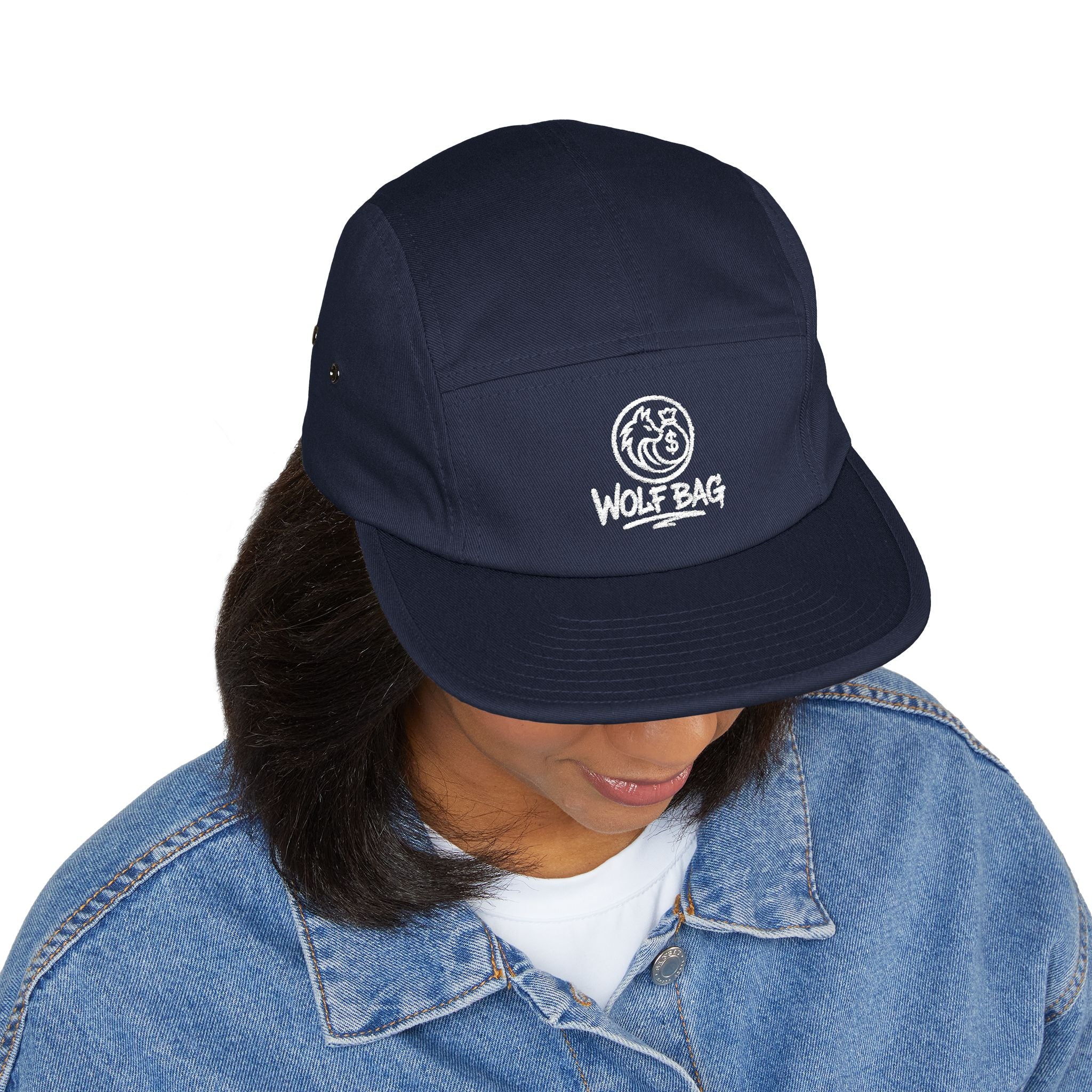 Embroidered 'Wolf Bag' 5-Panel Cap — Casual Outdoor Skate Hat