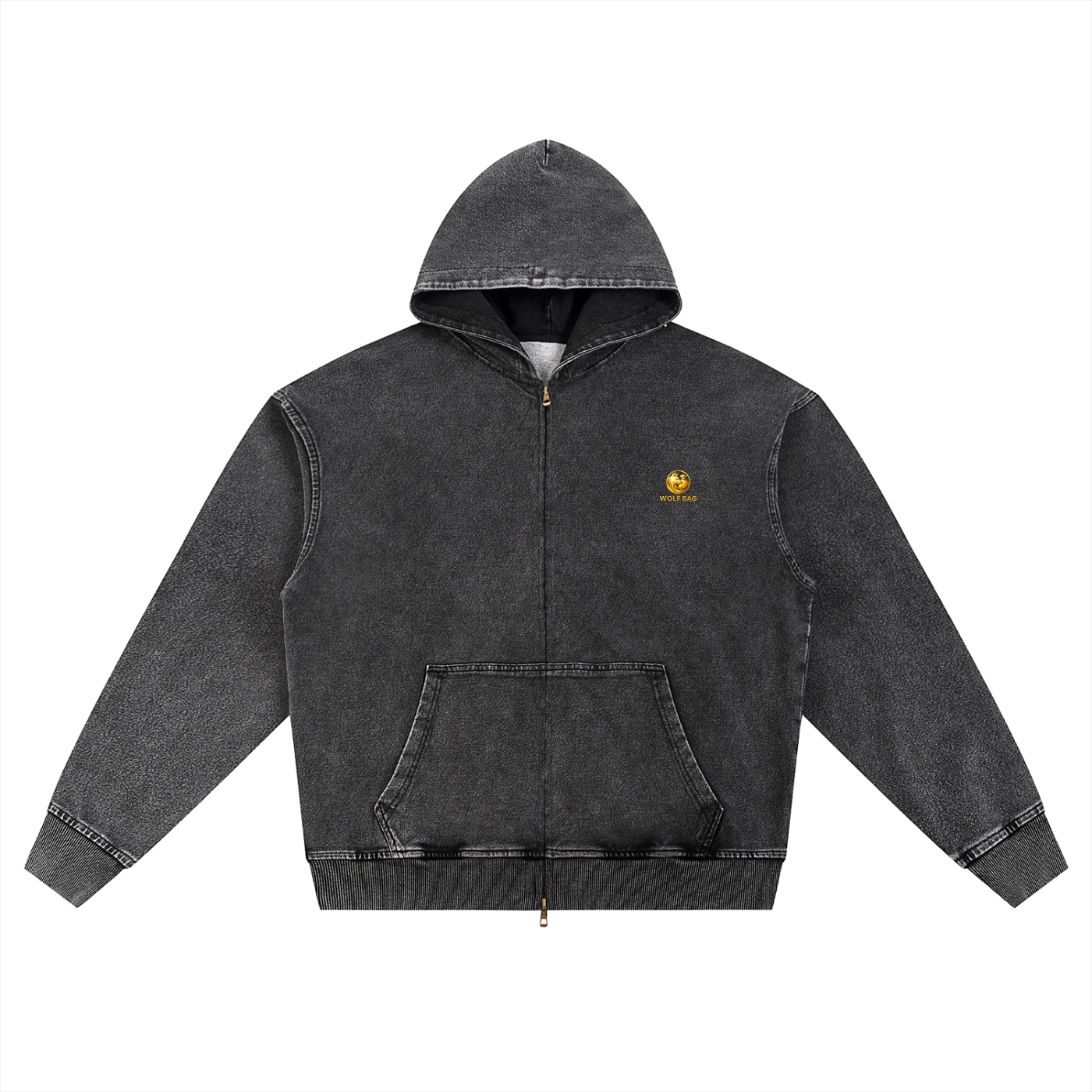 Snow Wash Oversized Zip-Up Hoodie