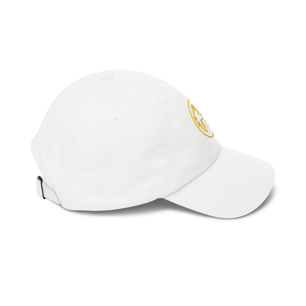 Dad Cap — Gold Wolf & Coin Embroidered Baseball Hat