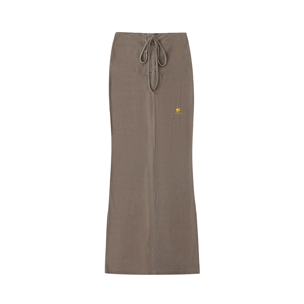 Dyed Washed Drawstring Maxi Skirt