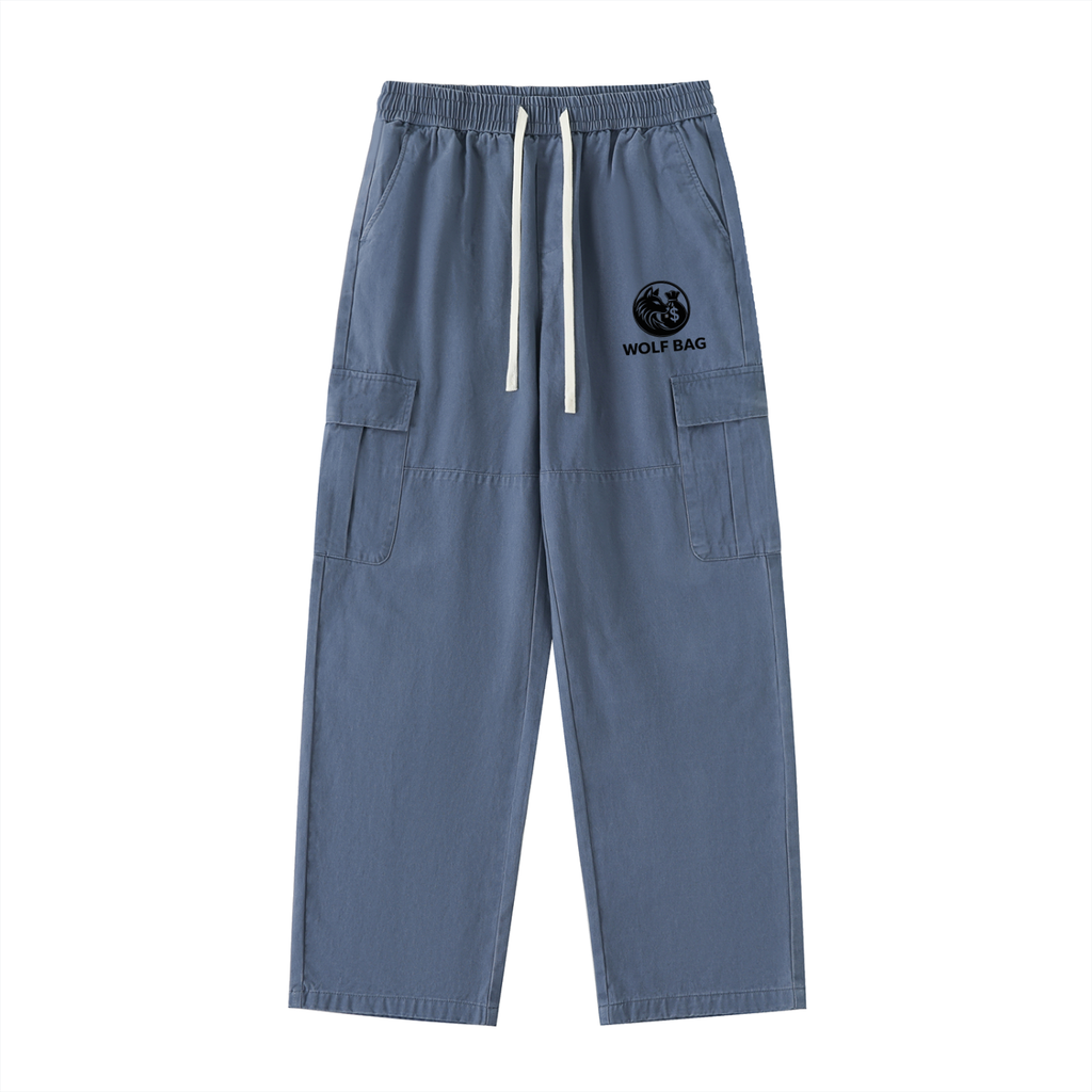 Drawstring Waist Straight-Leg Cargo Pants