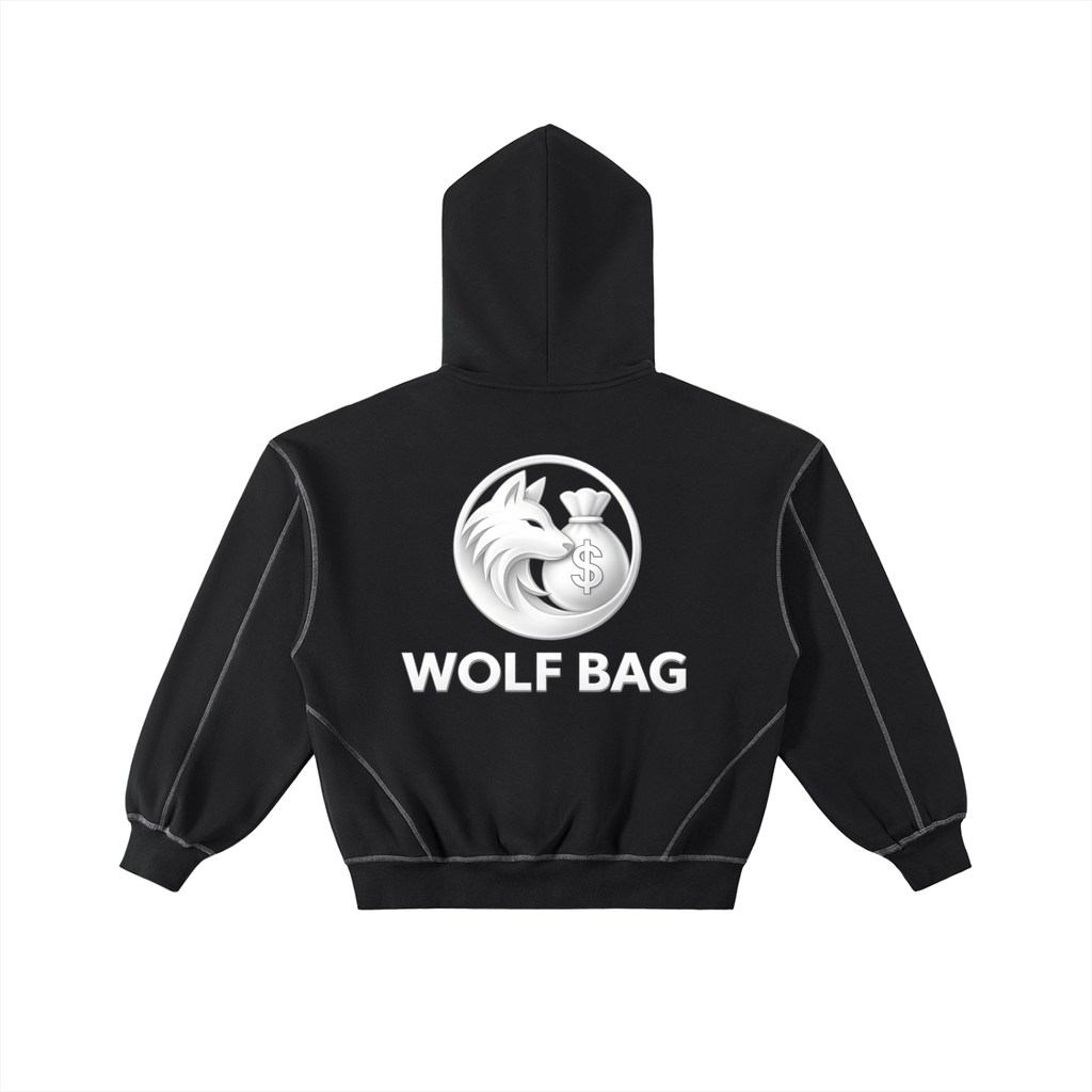 Contrast-Stitched Boxy Fleece Zip Hoodie