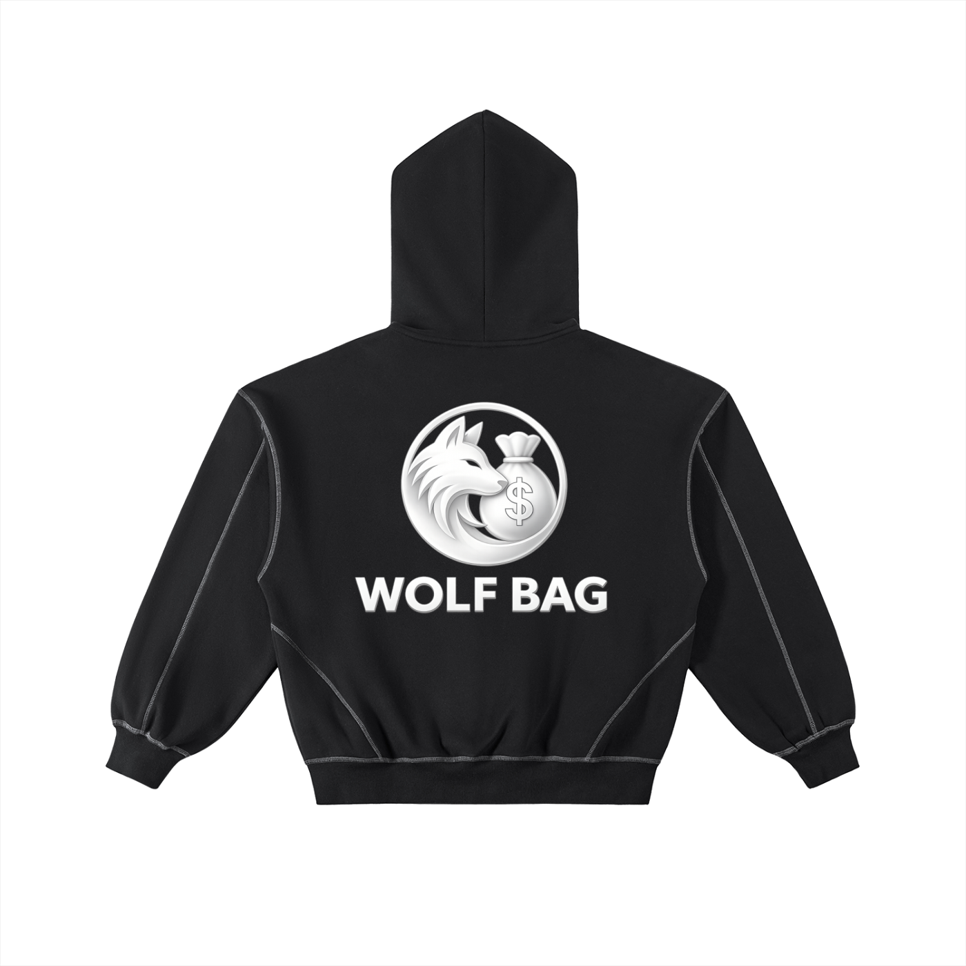 Contrast-Stitched Boxy Fleece Zip Hoodie