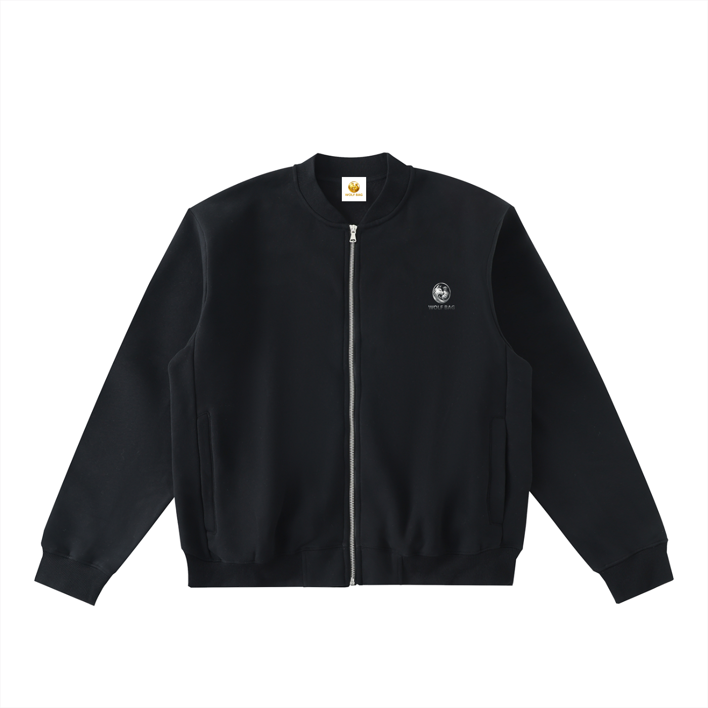 Essential Zip-Up Fleeced Varsity Jacket