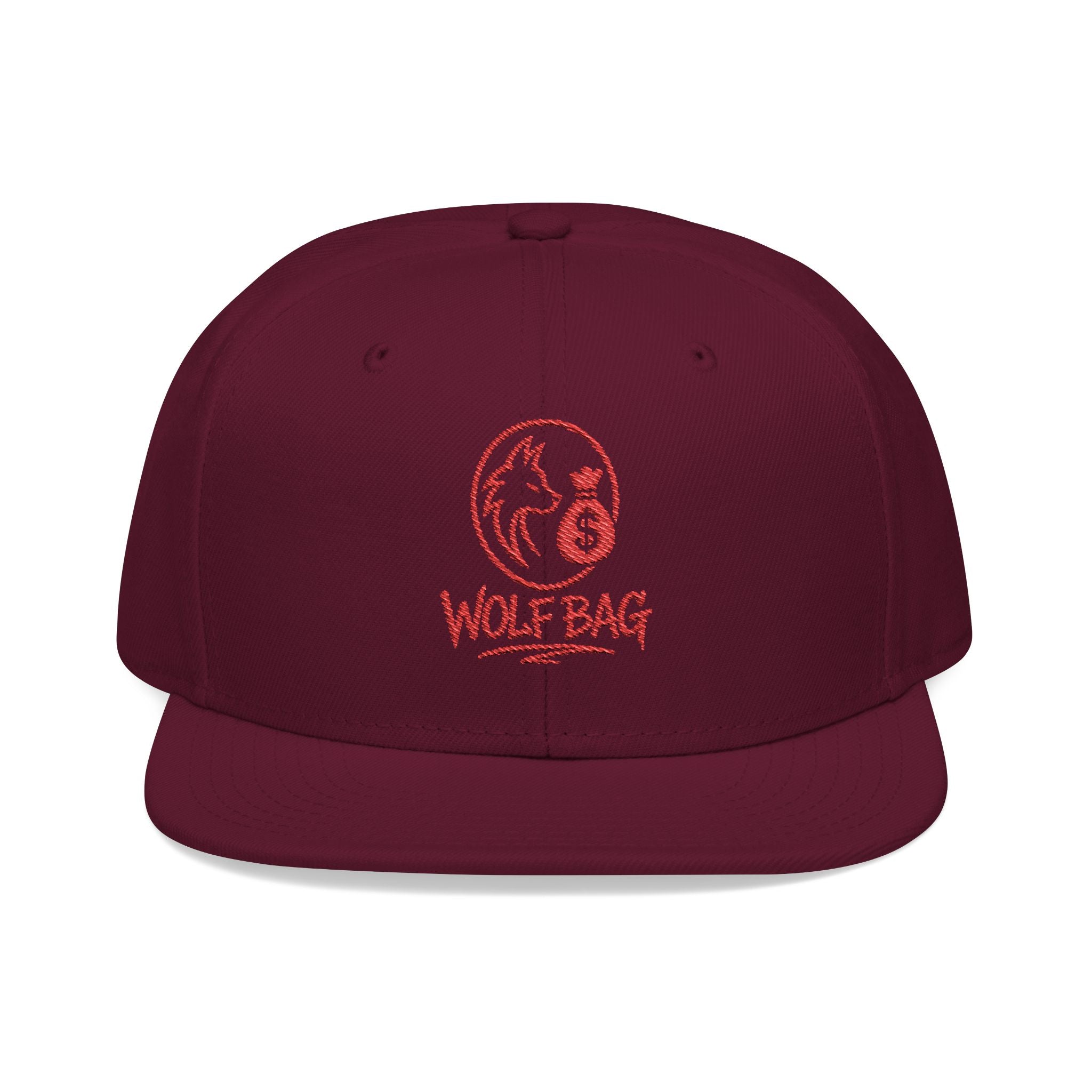 Embroidered Red Skull Snapback Hat
