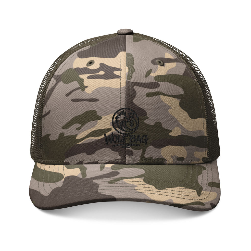 Camo Embroidered Trucker Hat — Classic Military-Style Mesh Cap