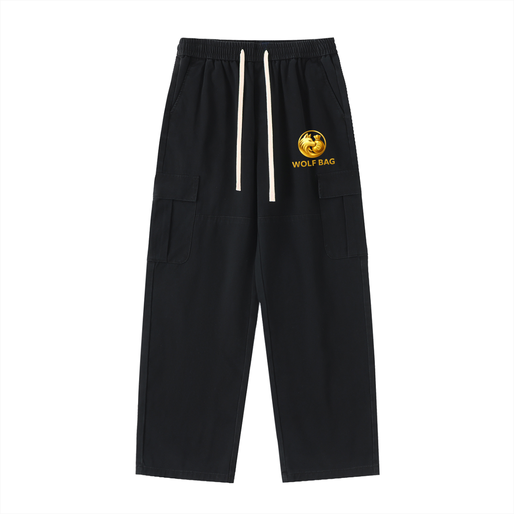 Drawstring Waist Straight-Leg Cargo Pants