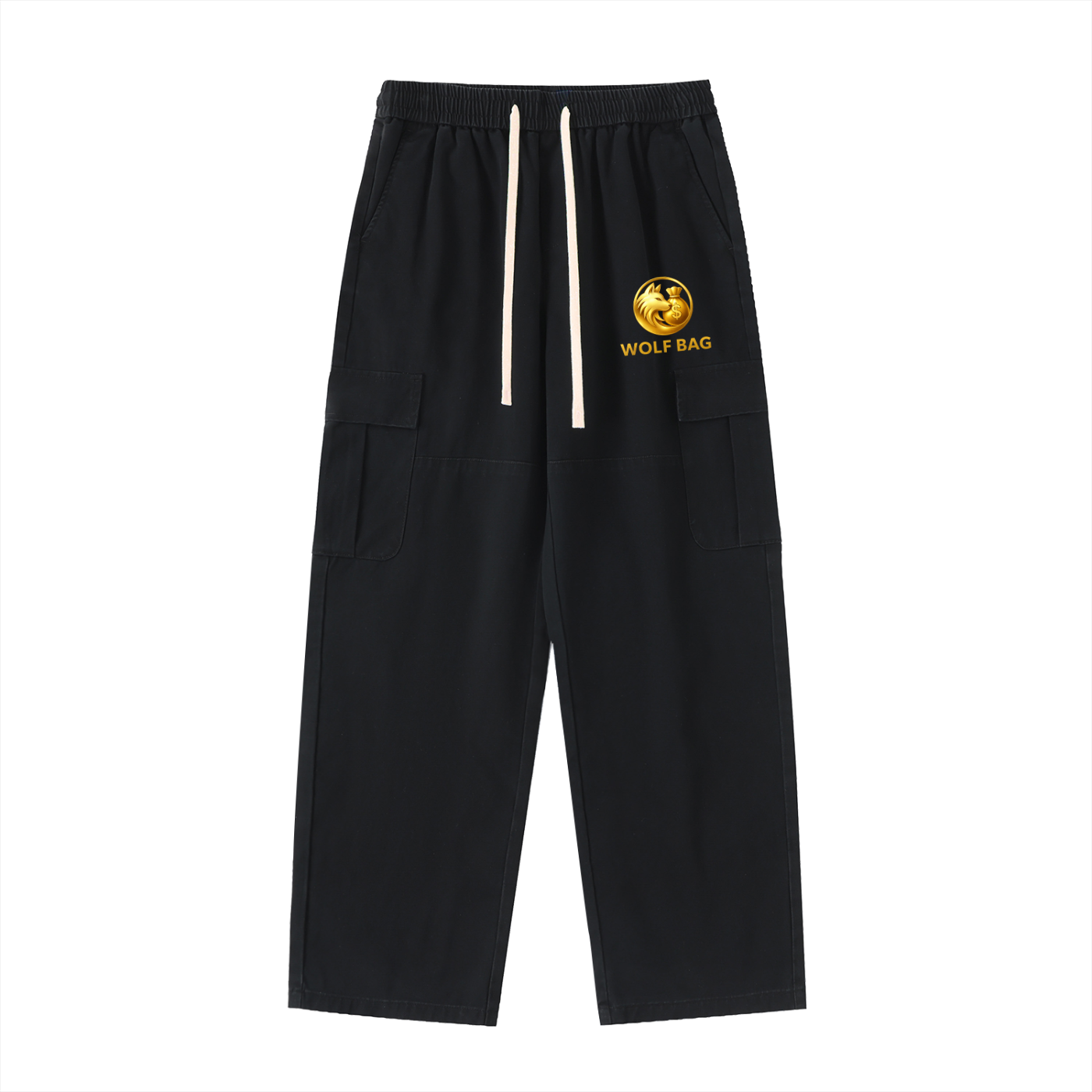 Drawstring Waist Straight-Leg Cargo Pants