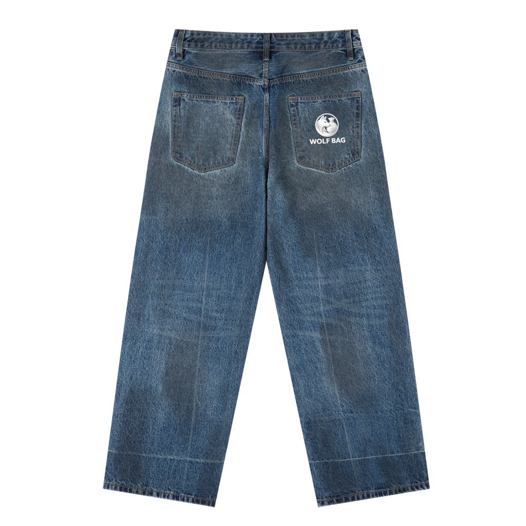 Vintage Wash Baggy Denim Jeans
