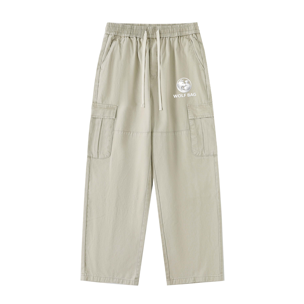 Drawstring Waist Straight-Leg Cargo Pants