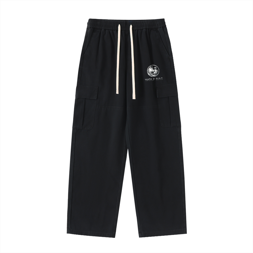 Drawstring Waist Straight-Leg Cargo Pants