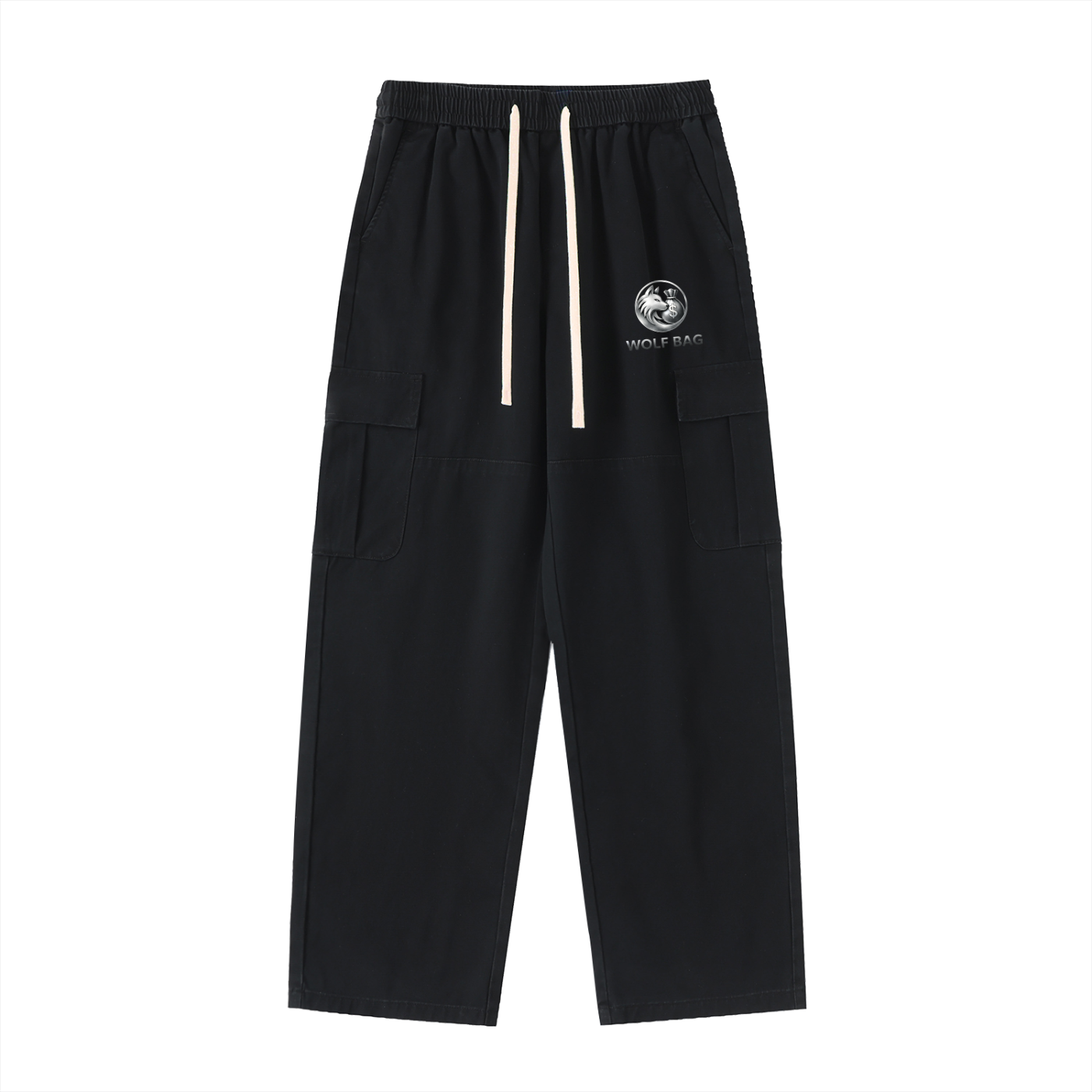 Drawstring Waist Straight-Leg Cargo Pants