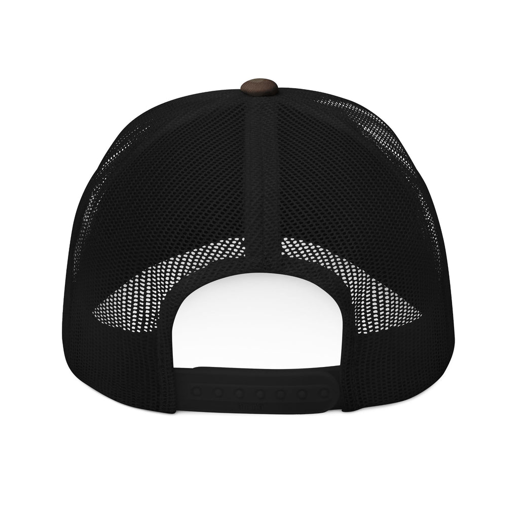 Camo Trucker Hat — Embroidered 'Wolf Bag' Logo