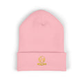 Gold Embroidered Smile Logo Beanie — Classic Cuffed Knit Hat