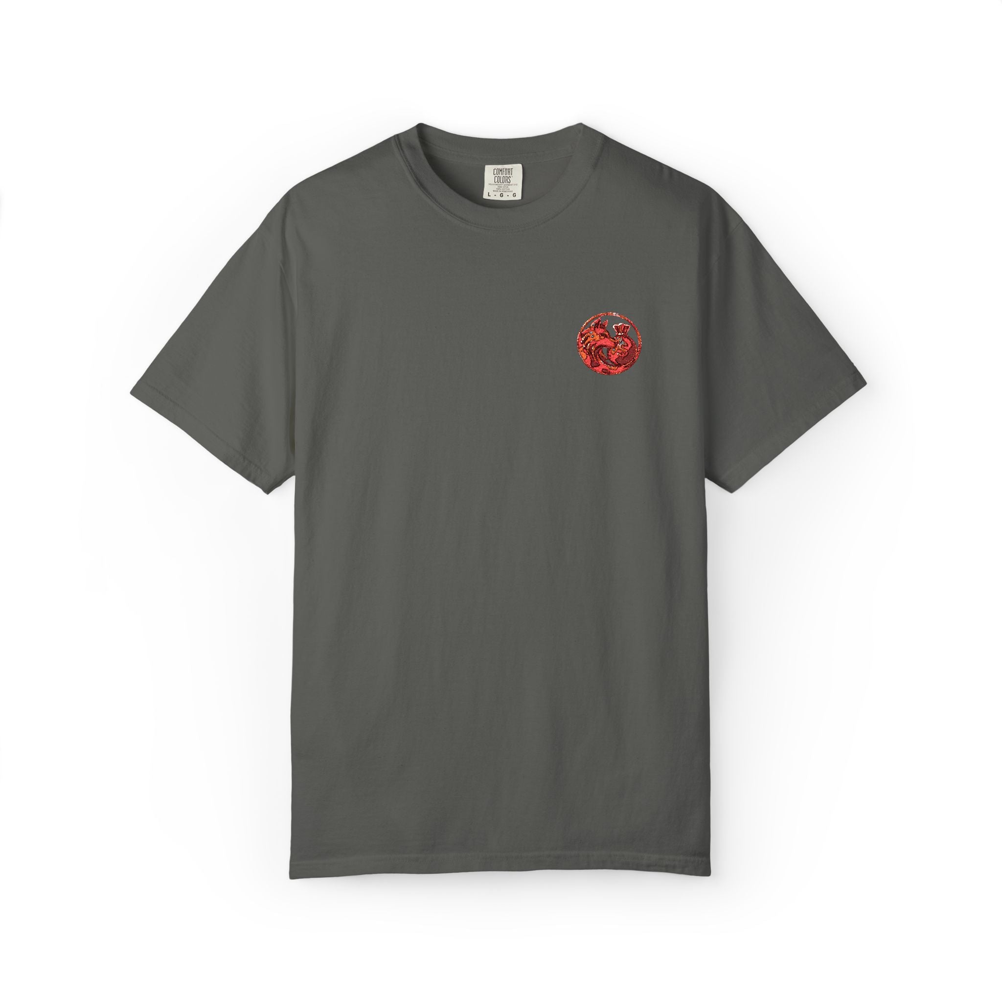 T-Shirt — Small Red Chest Print, Romantic Casual Tee