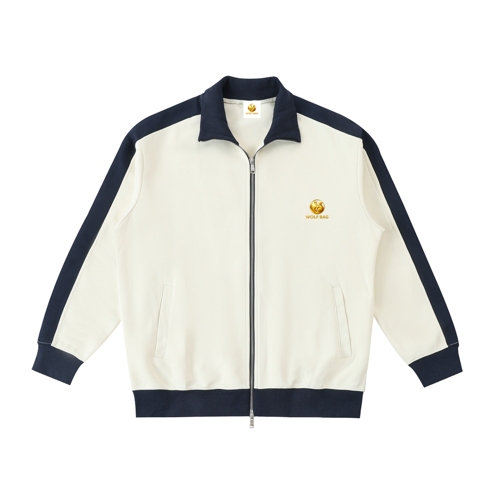 Contrast Trim Stand Collar Jacket