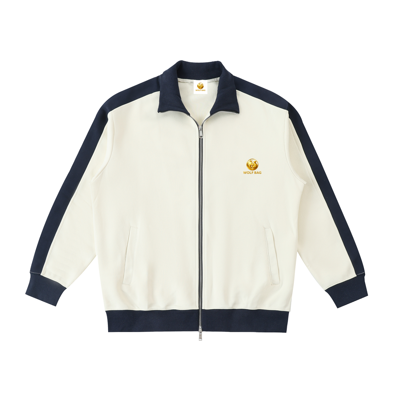 Contrast Trim Stand Collar Jacket
