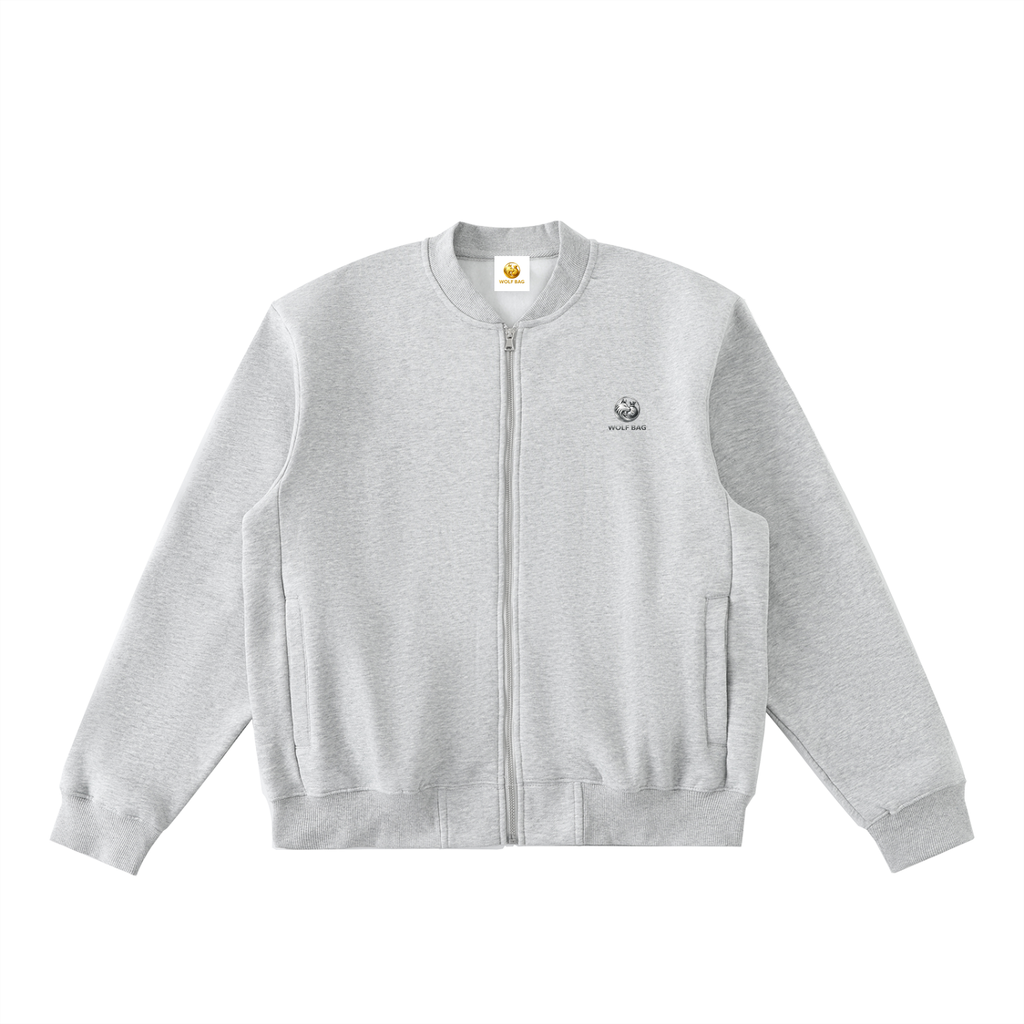 Essential Zip-Up Fleeced Varsity Jacket