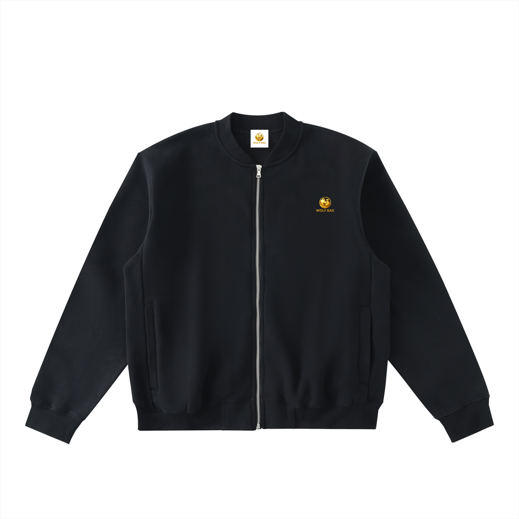 Essential Zip-Up Fleeced Varsity Jacket