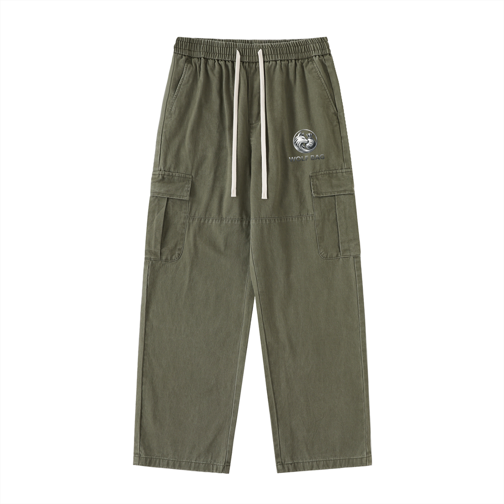 Drawstring Waist Straight-Leg Cargo Pants