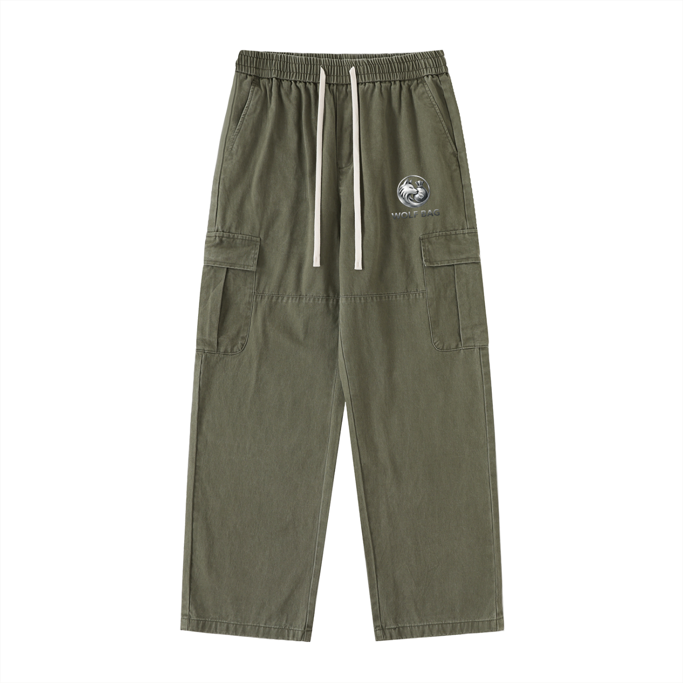 Drawstring Waist Straight-Leg Cargo Pants
