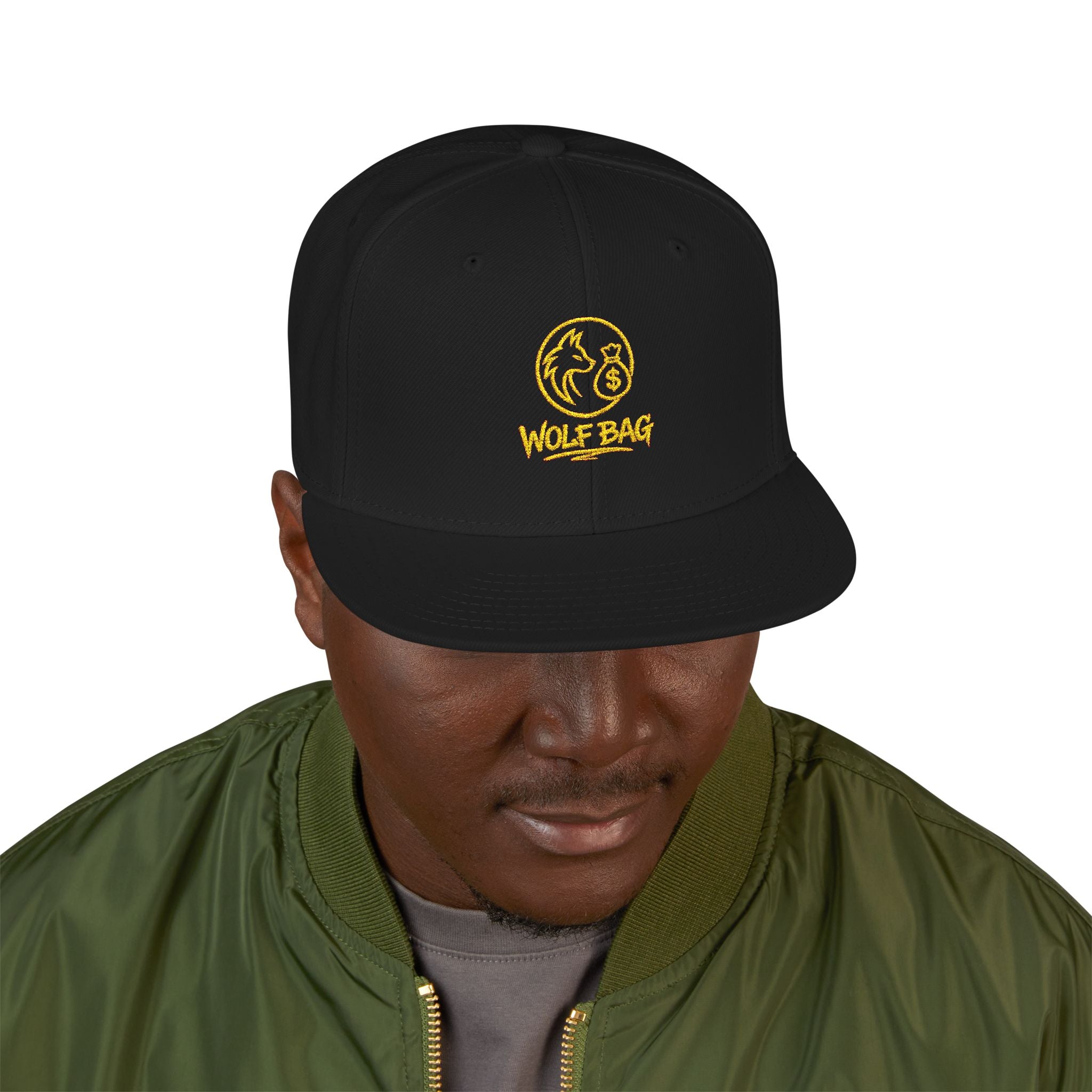 Embroidered Ram Crest Snapback Hat — Adjustable Two-Tone Streetwear Cap