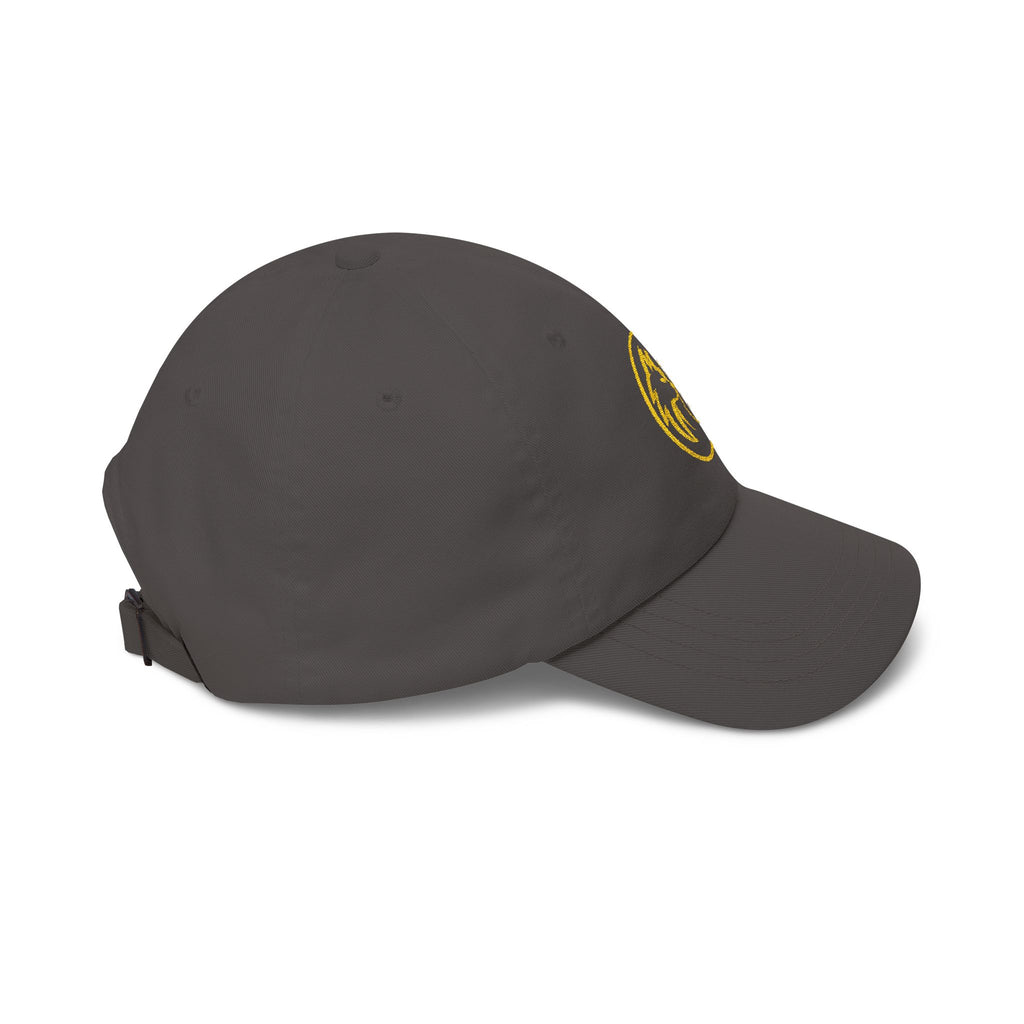 Dad Cap — Gold Wolf & Coin Embroidered Baseball Hat