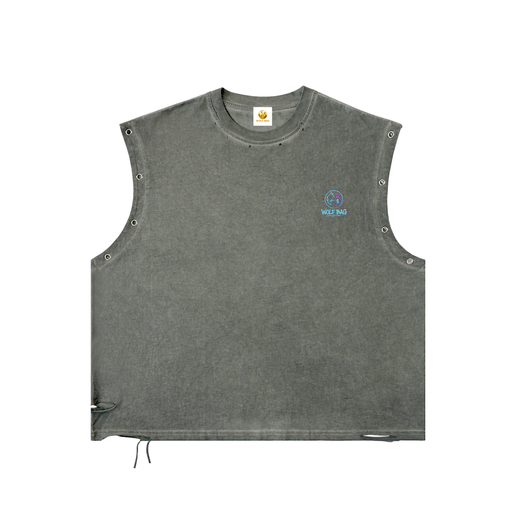 Distressed Grommet Eyelet Tank Top
