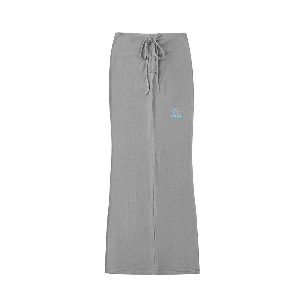 Dyed Washed Drawstring Maxi Skirt