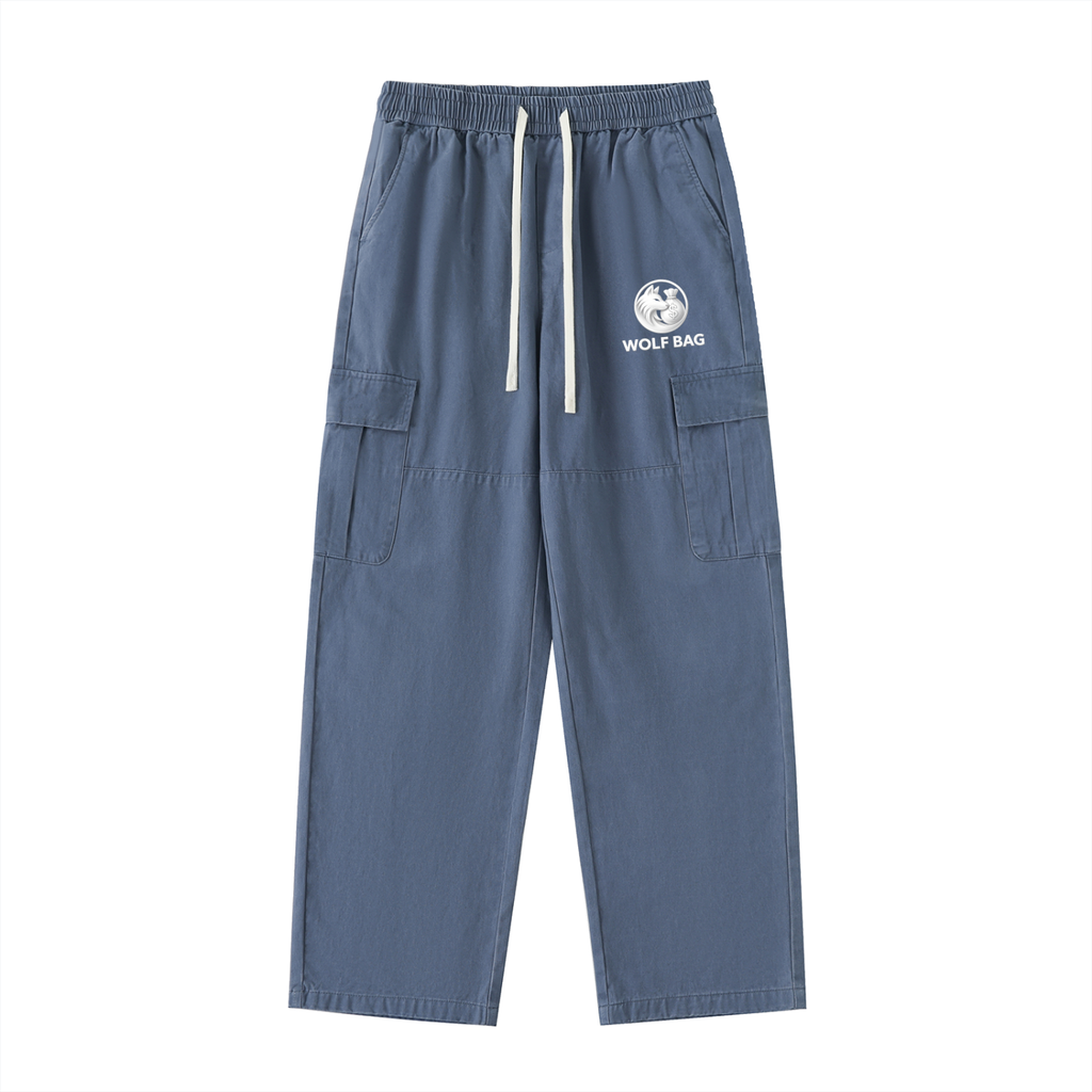 Drawstring Waist Straight-Leg Cargo Pants