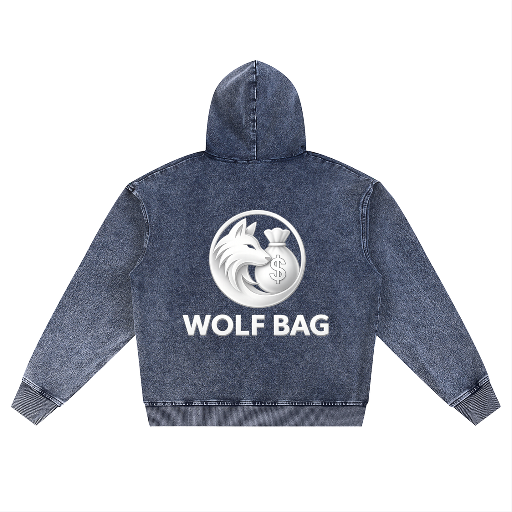 Snow Wash Oversized Zip-Up Hoodie