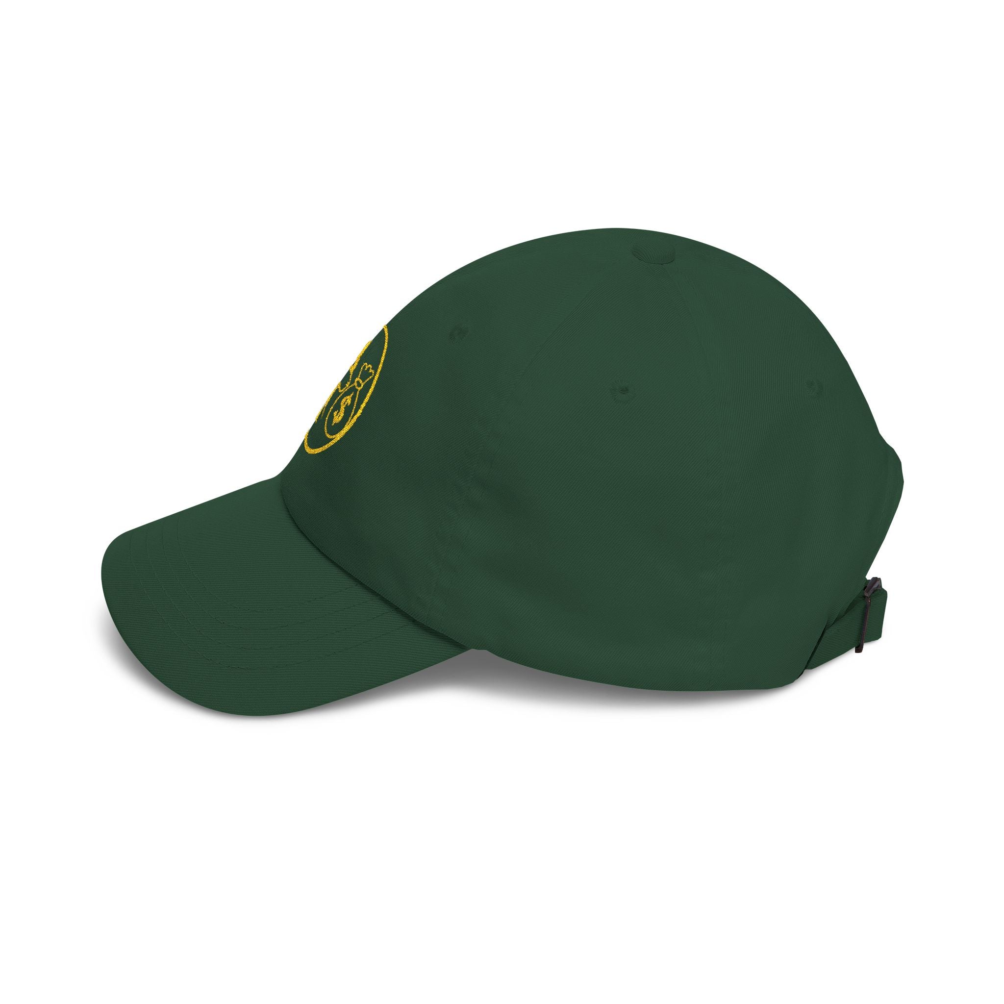 Dad Cap — Gold Wolf & Coin Embroidered Baseball Hat
