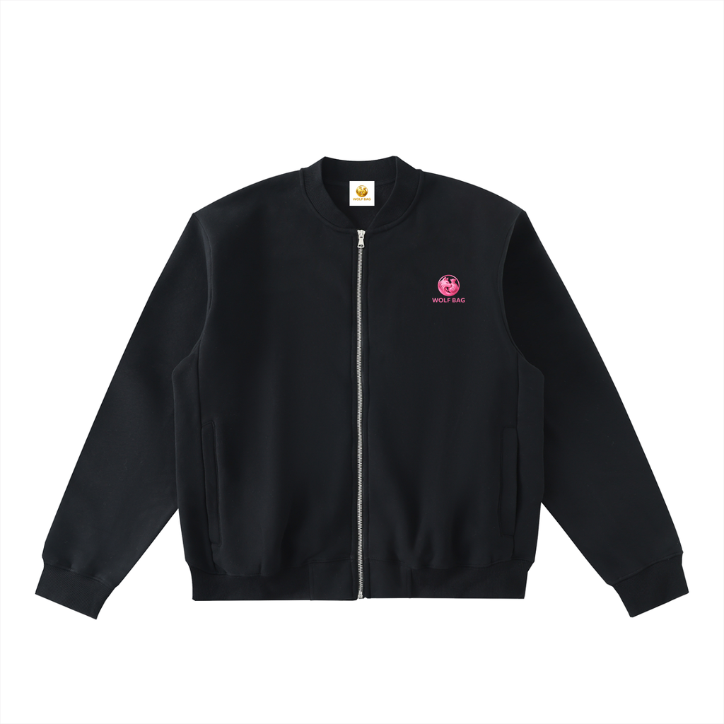 Essential Zip-Up Fleeced Varsity Jacket