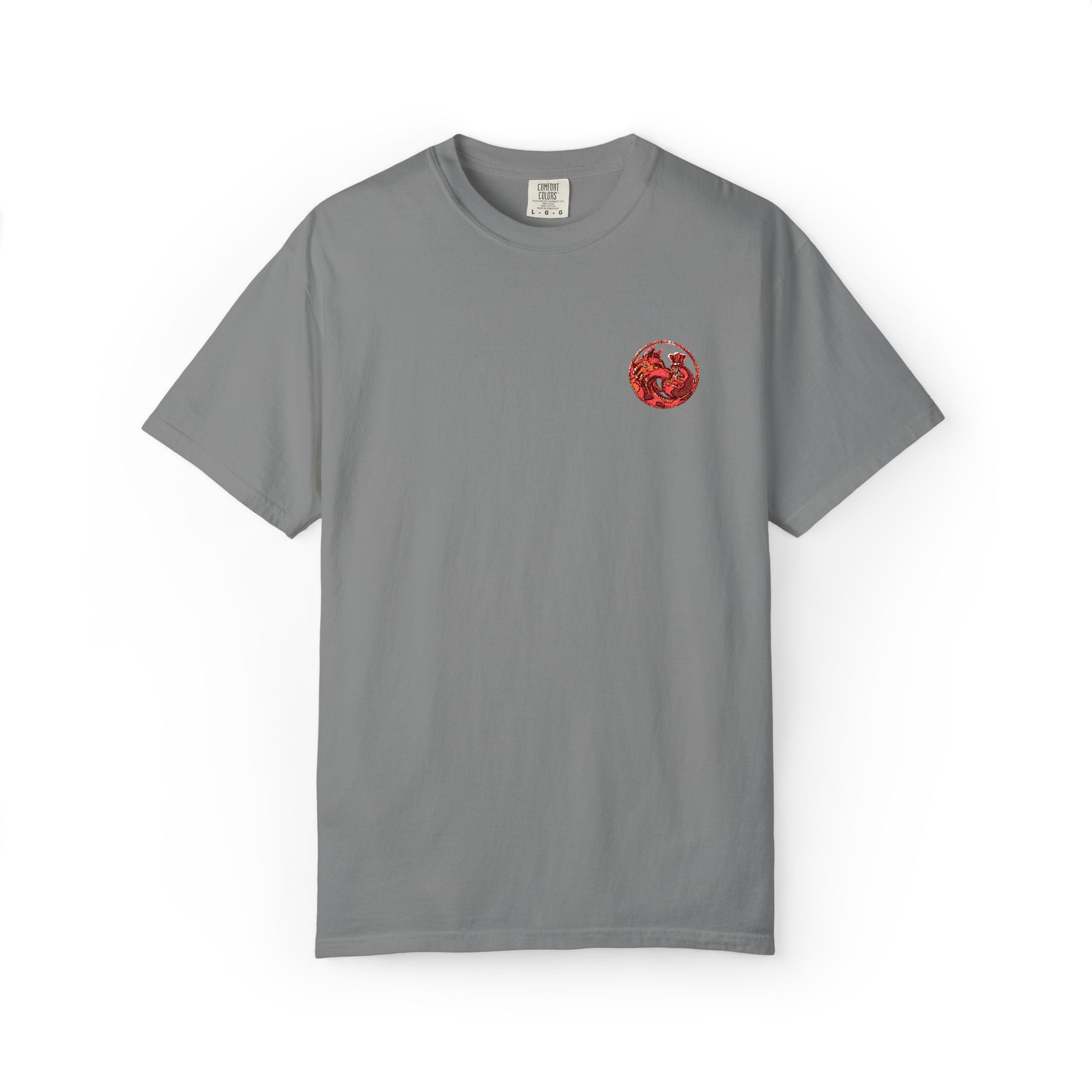 T-Shirt — Small Red Chest Print, Romantic Casual Tee