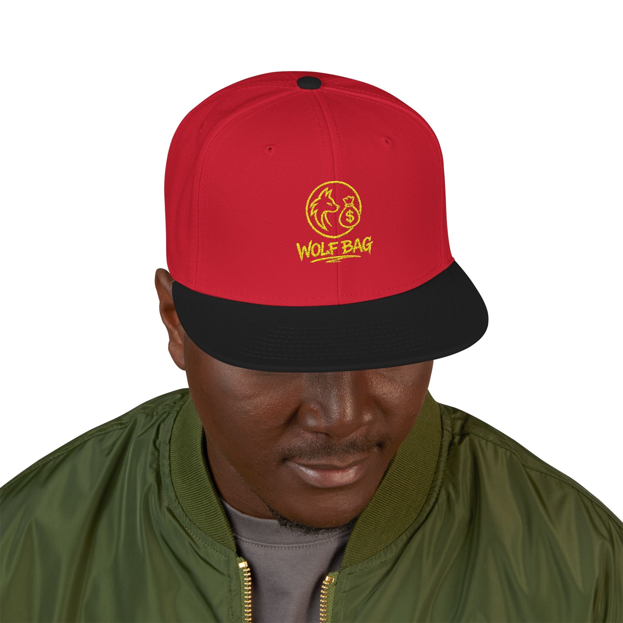 Embroidered Ram Crest Snapback Hat — Adjustable Two-Tone Streetwear Cap