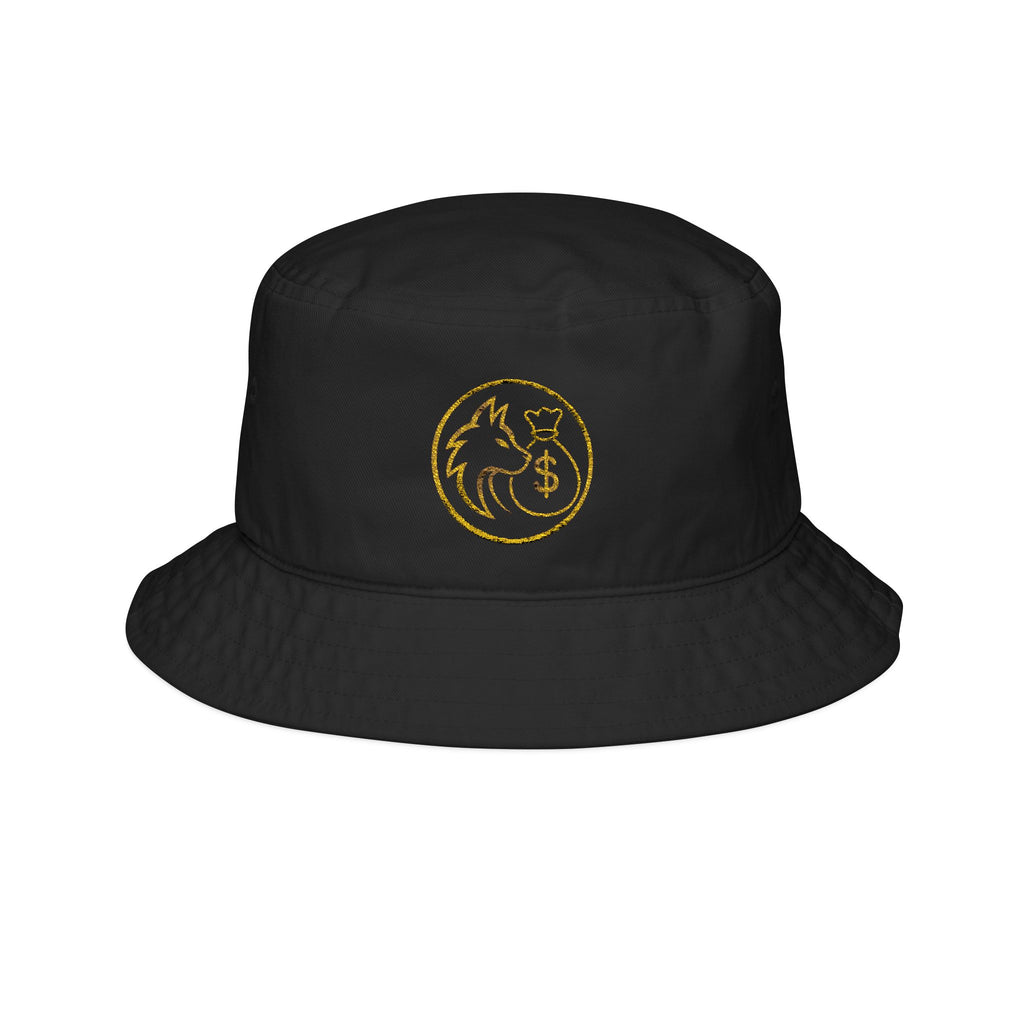 Embroidered Golden Fox & Moon Bucket Hat - Stylish Animal Patch Sun Hat