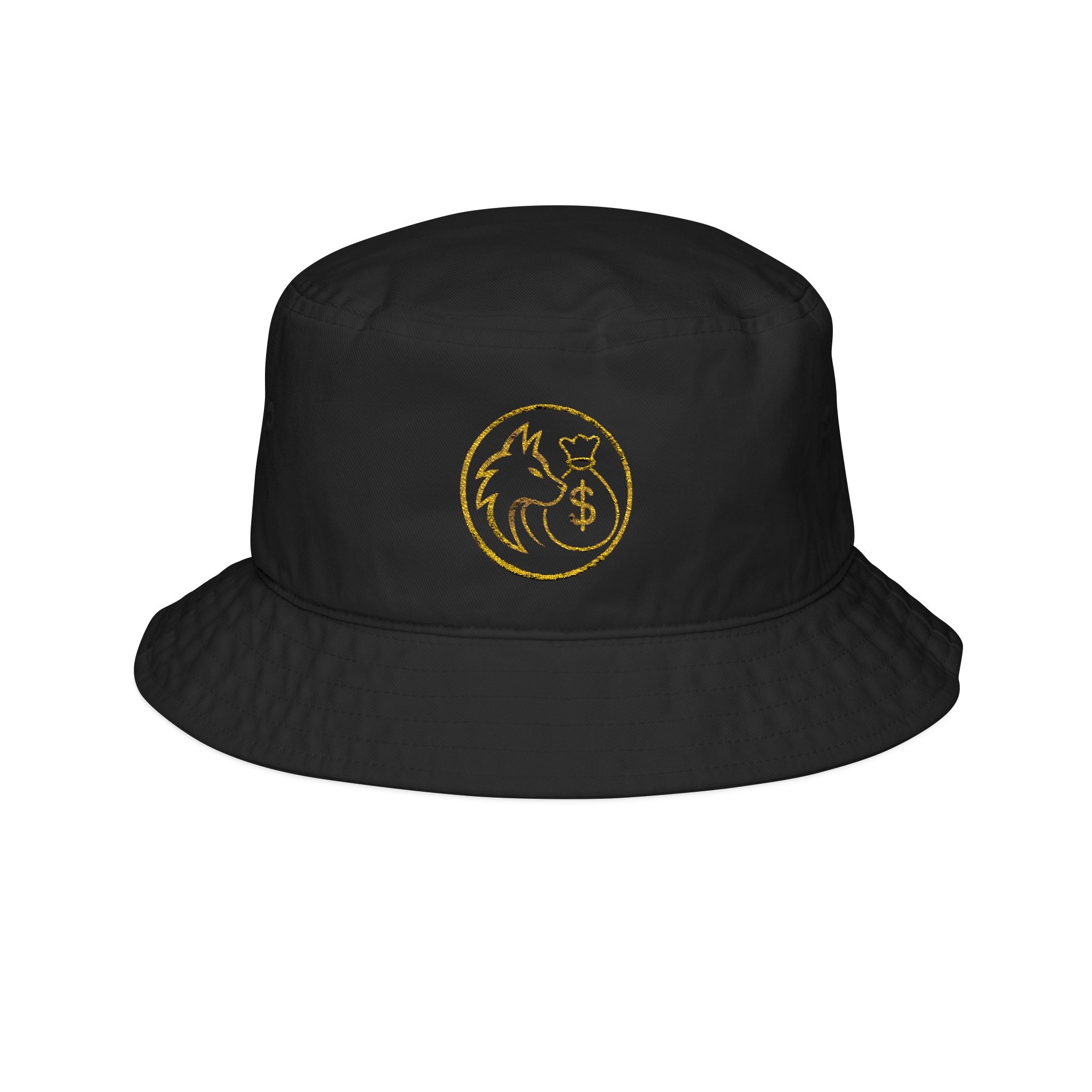 Embroidered Golden Fox & Moon Bucket Hat - Stylish Animal Patch Sun Hat