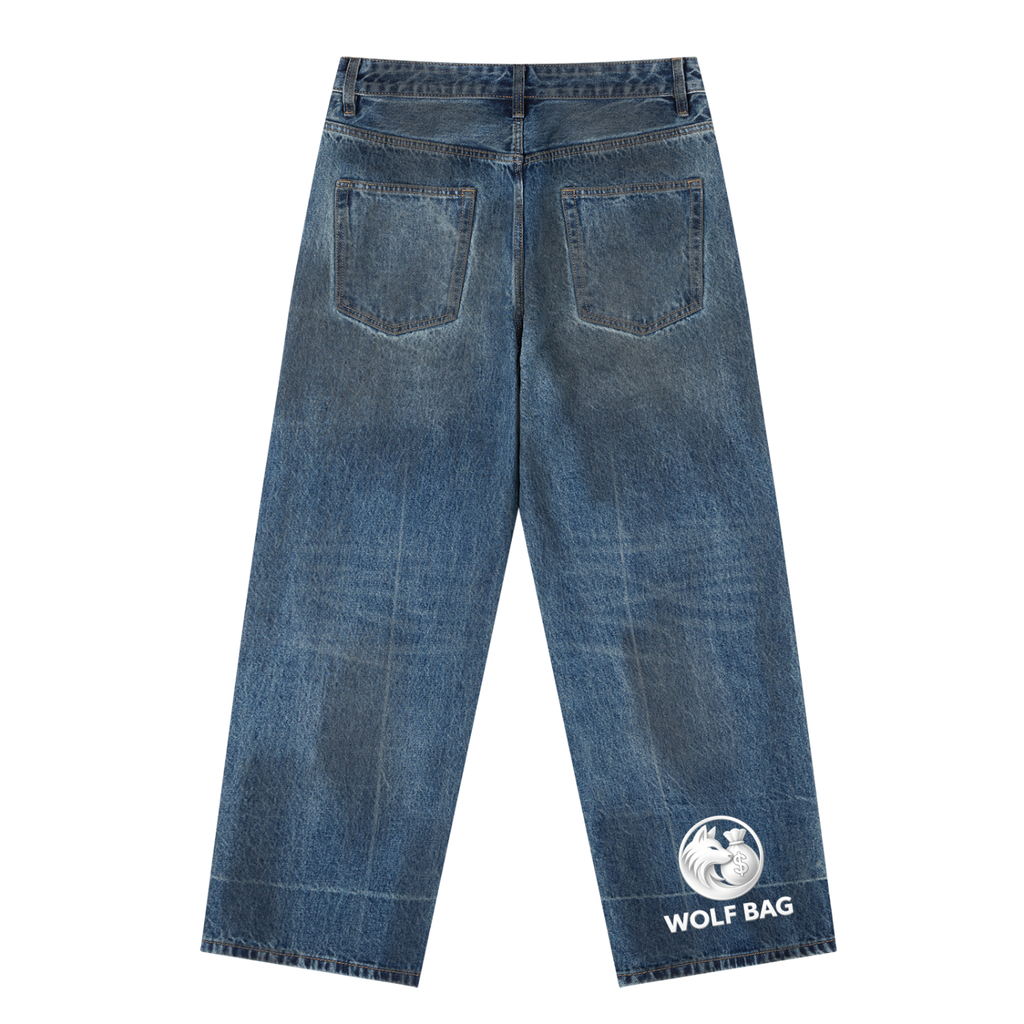 Vintage Wash Baggy Denim Jeans