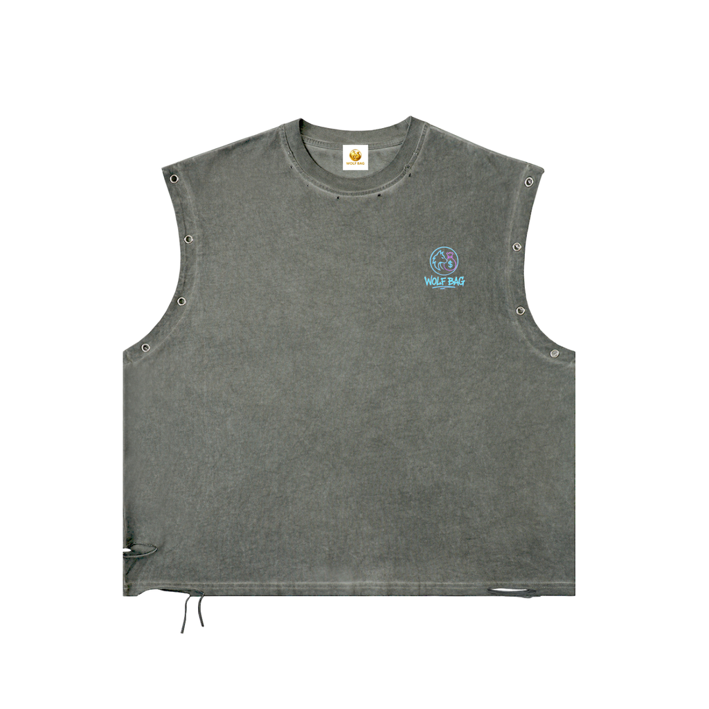 Distressed Grommet Eyelet Tank Top