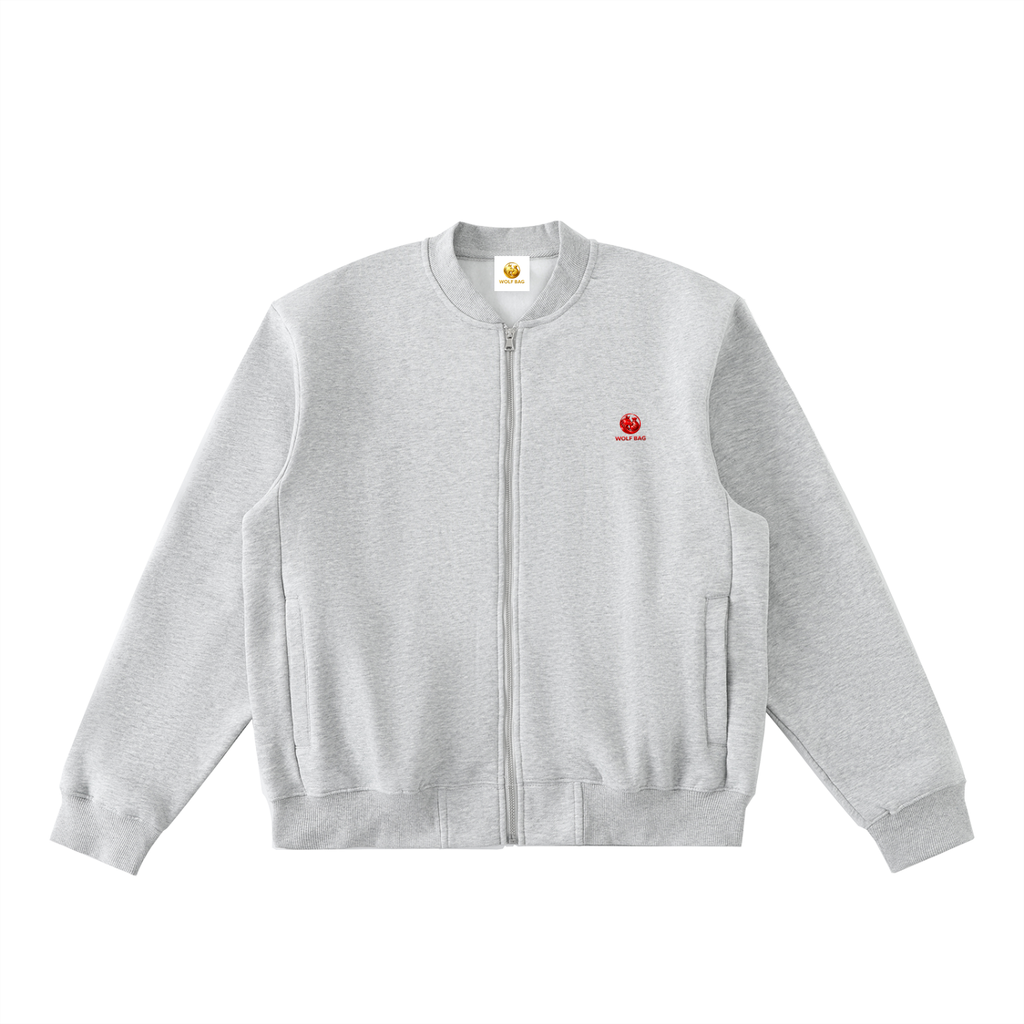 Essential Zip-Up Fleeced Varsity Jacket