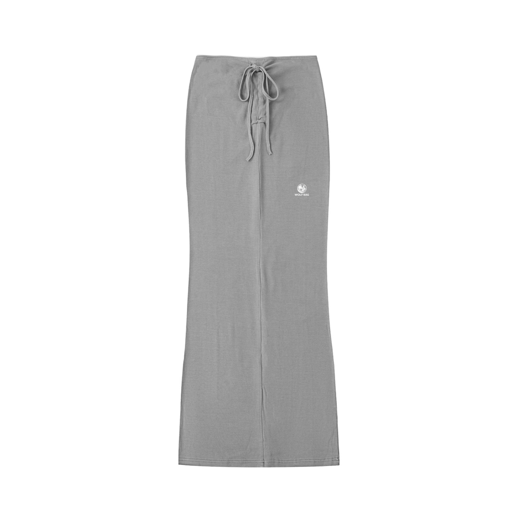 Dyed Washed Drawstring Maxi Skirt