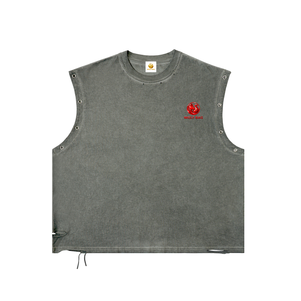Distressed Grommet Eyelet Tank Top