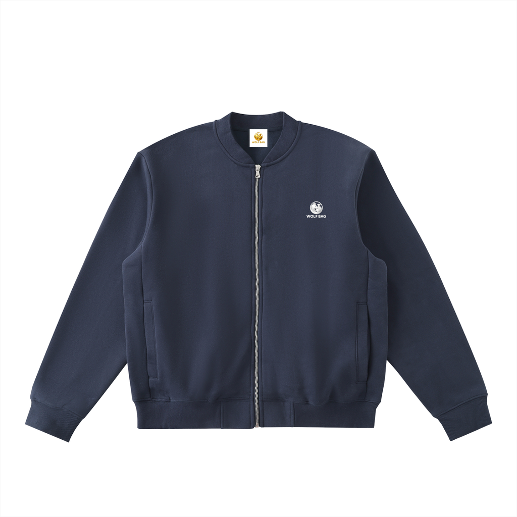 Essential Zip-Up Fleeced Varsity Jacket