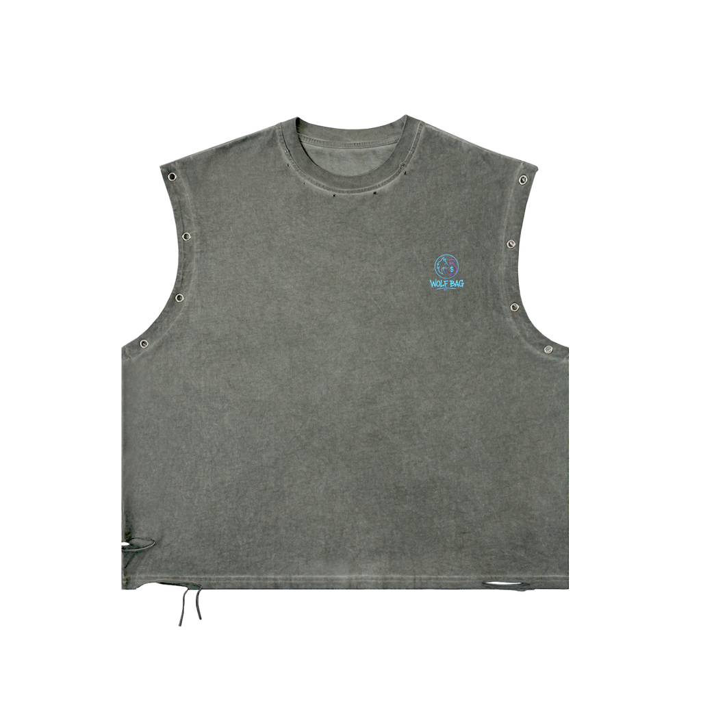 Distressed Grommet Eyelet Tank Top